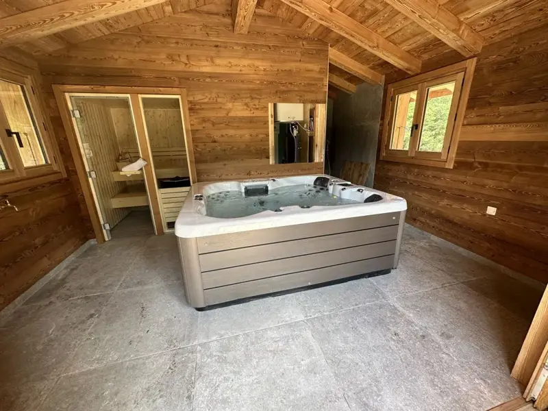 Piscine sous véranda avec vue